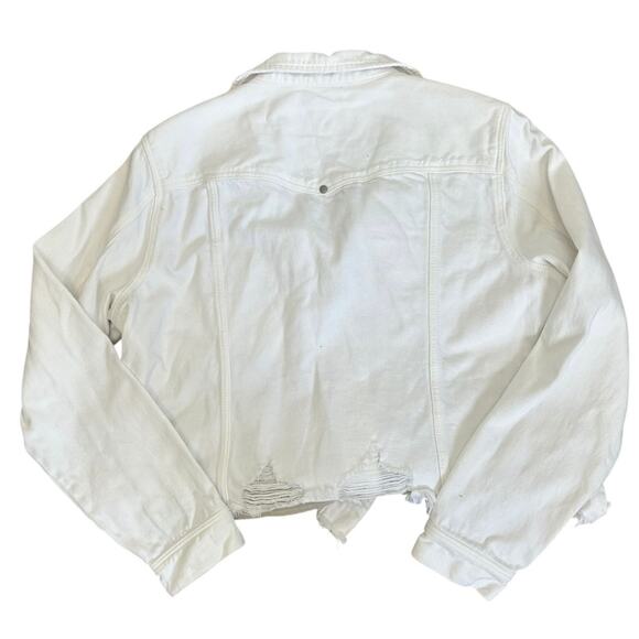 Liverpool Los Angeles White Denim Cropped Distressed Hem Jacket Womens XL NWT - Picture 4 of 11